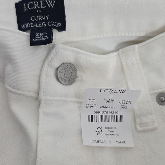 NEW J. Crew Curvy Wide Leg Crop High Waist White Denim Jeans - Picture 5 of 12